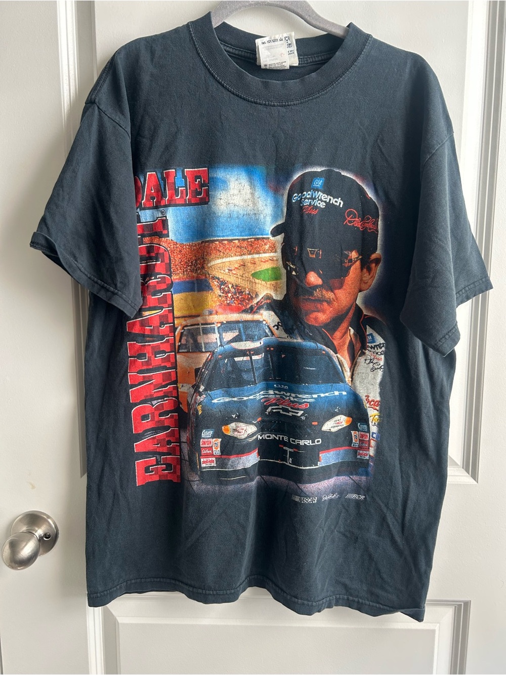 Vintage 90s Dale Earnhardt NASCAR Goodwrench Service Plus Black T-Shirt L